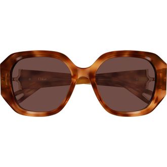 Chlo&eacute; 56mm Square Sunglasses in Warm Havana at Nordstrom