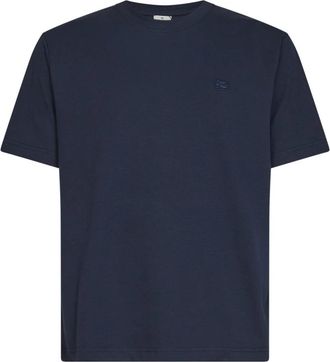 Etro T-shirt met Pegaso-borduurwerk - Heren - T-shirts - Blauw - 3XL - Katoen - Tops