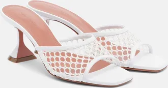 Amina Muaddi Lupita leather-trimmed mesh mules