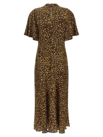 Twin-Set Animal-Print Bias-Cut Dress - Brown