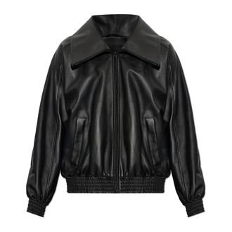 Balenciaga Leren jas met brede kraag - Heren - Jassen - Zwart - Maat: S Leer