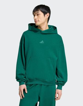 adidas adidas Performance - Felpa con cappuccio verde college con logo piccolo