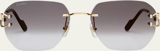 Cartier Rimless Square Metal Sunglasses