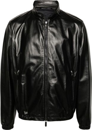 Giorgio Armani leather zipped jacket - men - Calf Leather - 50 - Black