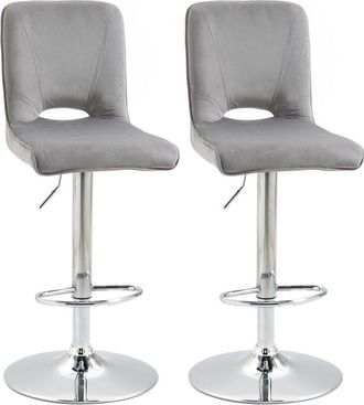 HOMCOM Homcom - Juego de 2 Taburetes de Bar Moderno Sillas Altas de Cocina Regulables en Altura y Giratorias con Marco de Metal y Reposapiés 41x51x97-117 cm