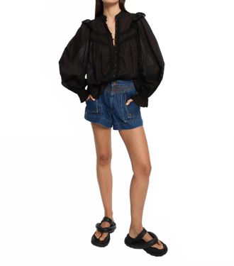 Kivari Isabella Blouson Sleeve Blouse In Black
