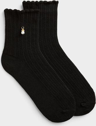 Simons Womens Charm ribbed socks