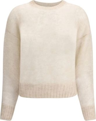 Brunello Cucinelli Elegant Mohair Pullover - Dames - Ronde hals truien - Beige - XS - Wol - Truien & Vesten