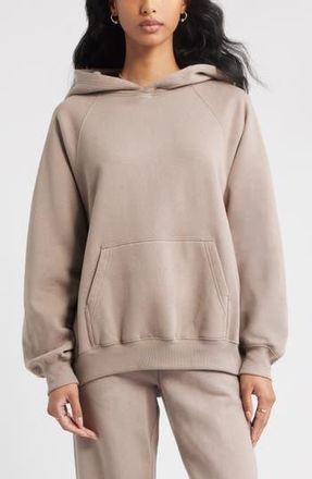 BP. Fleece Detail Oversize Raglan Hoodie in Grey Fungi at Nordstrom Rack, Size Medium