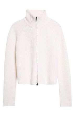 Lisa Yang Sadie Cashmere Shaker Stitch Zip Cardigan in Cream at Nordstrom, Size 0