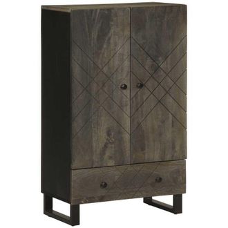 vidaXL Aparador Alto Madera Maciza De Mango Negro 60x33x100 Cm Vidaxl