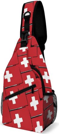 Generic Switzerland Flag Or Banner Mens Shoulder Bags Sling Crossbody Backpack Travel Hiking Chest Bag with Small Side 38x20cm
