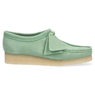 Clarks Wallabee Suede Leather Womens Lace Up Shoes - Pine Green - Size:UK 4.5