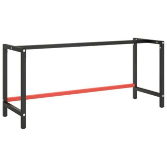Berkfield Home Work Bench Frame Matte Black & Matte Red 180x57x79 cm Metal | Size: 180 x 57 x 79 cm