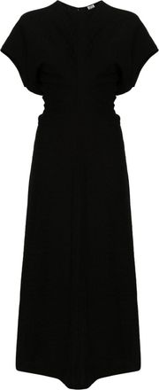 Toteme slouch-waist plissé midi dress - women - Viscose/Polyamide - 30 - Black