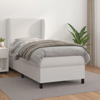 vidaXL Vidaxl - Cama Box Spring Con Colch&oacute;n Cuero Sint&eacute;tico Blanco 80x200 Cm