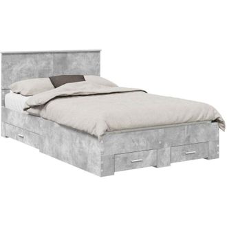 vidaXL Bed Frame Concrete Grey 120 x 190 cm Engineered Wood vidaXL