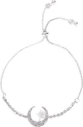 Generic Eating Necklace Set Gold Plated Colorful Star Moon Bracelet Full Diamond Petal Bracelet Star Moon Rhinestone Bracelet Zirconia Adjustment Bracelets Fo