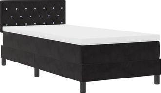 vidaXL Box Spring Bed with Mattress Black 100 x 200 cm Velvet vidaXL