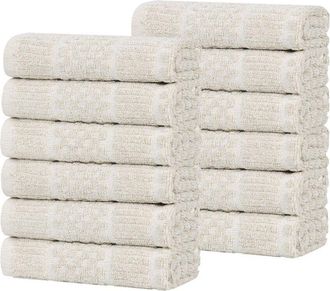 Superior Set Of 12 Naples Medium Weight Solid Washcloths