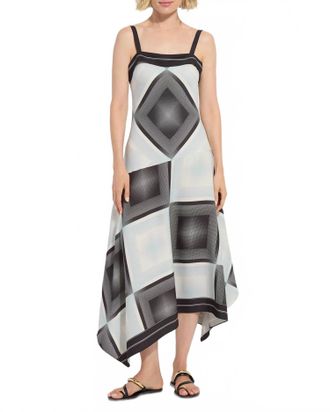 Lyss&eacute; Sarai Handkerchief Asymmetric Midi Dress In Halftone Scarf