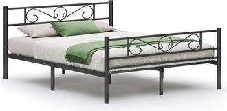 Vasagle Marco de cama para colch&oacute;n de 160 x 200 cm de color negro tinta