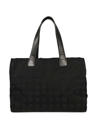 Chanel 2005 jacquard travel line tote - women - Nylon/Leather - One Size - Black