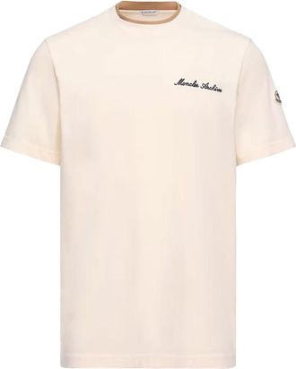 Moncler Off White Embroidered Logo T-Shirt