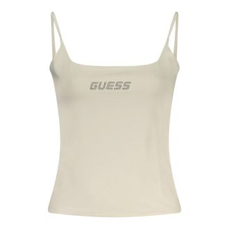 Guess Sleeveless Tops, female, White, Size: XS Rhinestone Logo Tank Top