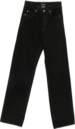 Saint Laurent V Taille Wijde Pijpen Jeans - Dames - Regular Fit Jeans - Zwart - W27 - Katoen - Jeans