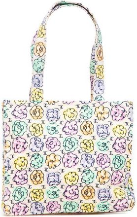 Chanel Beige Multi-Color Nylon Handbag Tote Bag (Pre-Owned)