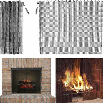 OEM 2 Paquetes De Pantallas Para Chimenea (61 X 48 Cm), Rejilla Para Chimenea, Cadena Antichispas, Puertas Para Chimenea, Protege La Chimenea -crezuo