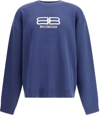 Balenciaga Hoodies & sweatvesten, Heren, Blauw, S, Katoen, Sweatshirt met ronde hals