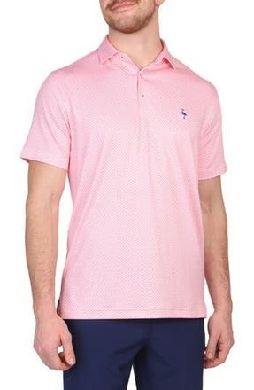 Tailorbyrd Mini Geo Print Performance Polo in Coral at Nordstrom Rack, Size X-Large
