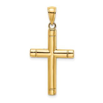 Diamond2Deal 10k Yellow Gold Tubular Cross Pendant