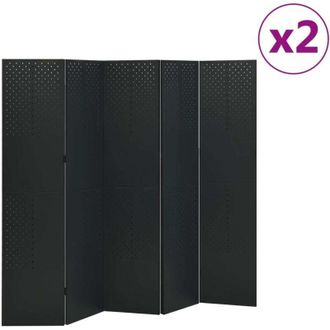 vidaXL Biombos Divisores De 5 Paneles 2 Uds Negro Acero 200x180 Cm Vidaxl