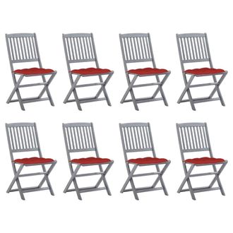 vidaXL Vidaxl Sillas De Jard&iacute;n Plegables 8 Uds Y Cojines Madera Maciza Acacia