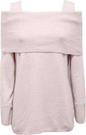 KANGRA Gebreide Wollen Trui met Omgeslagen Kraag - Dames - Ronde hals truien - Beige - L - Wol - Truien & Vesten