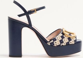 Valentino Garavani VLogo Signature Platform Sandal In Crochet Fabric 115Mm Wo