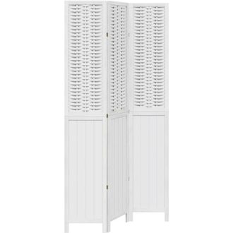 vidaXL Room Divider 3 Panels White Solid Wood Paulownia vidaXL