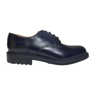Doucal's Laced Shoes, male, Blue, Size: 10 1/2 US Polished Calfskin Derby Shoes