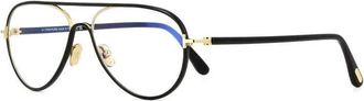 Tom Ford FT5897-B 001 Shiny Black/Clear Blue Light Block 57mm
