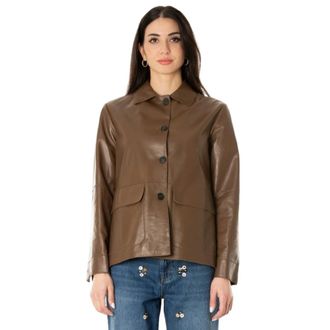 Max Mara Leather Jackets, female, Brown, Size: M Giacca in pelle