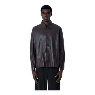 Our Legacy Leather Jackets, male, Brown, Size: L Leather Shirt