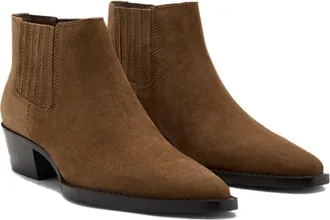 Mango Block Heel Chelsea Boot in Tobacco Brown at Nordstrom, Size 6.5Us