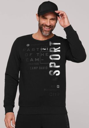 Camp David Sweatshirt CAMP DAVID, Herren, Gr. XL, schwarz, Sweatware, Obermaterial: 70% Baumwolle, 30% Polyester, bedruckt, normal h&uuml;ftlang, Rundhals, Rippb&uuml;ndch