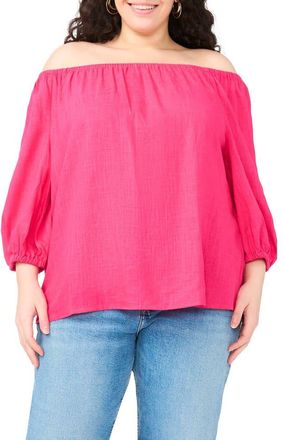 Vince Camuto Off the Shoulder Puff Sleeve Top in Punch at Nordstrom Rack, Size 1X