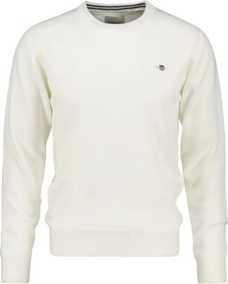 GANT Superfijne lamswollen trui met C-hals - Wit