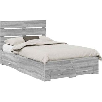 vidaXL Estructura De Cama Con Caj&oacute;n Gris Sonoma 135 X 190 Cm Vidaxl