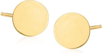 RS Pure by Ross-Simons Italian 14kt Yellow Gold Flat Circle Stud Earrings